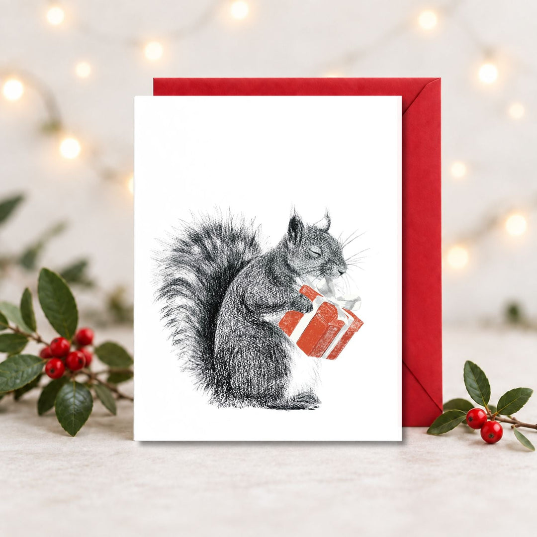 Squirrel with gift - Christmas Greeting Card - LE NID atelier