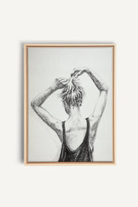 Taking Time Femme Figure Noire sur Crème, impression sur toile