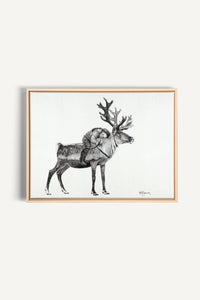 Fille Tsaatan avec un renne, impression sur toile
