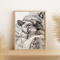 Wolf Cuddles - art print