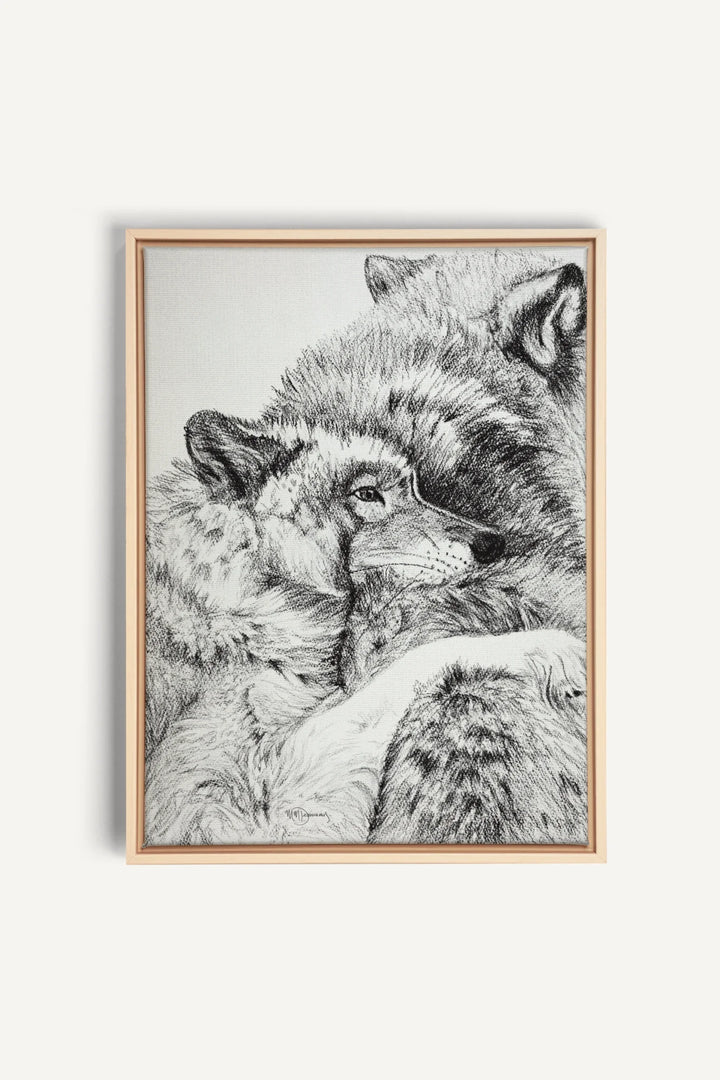 Wolf Cuddles, canvas print