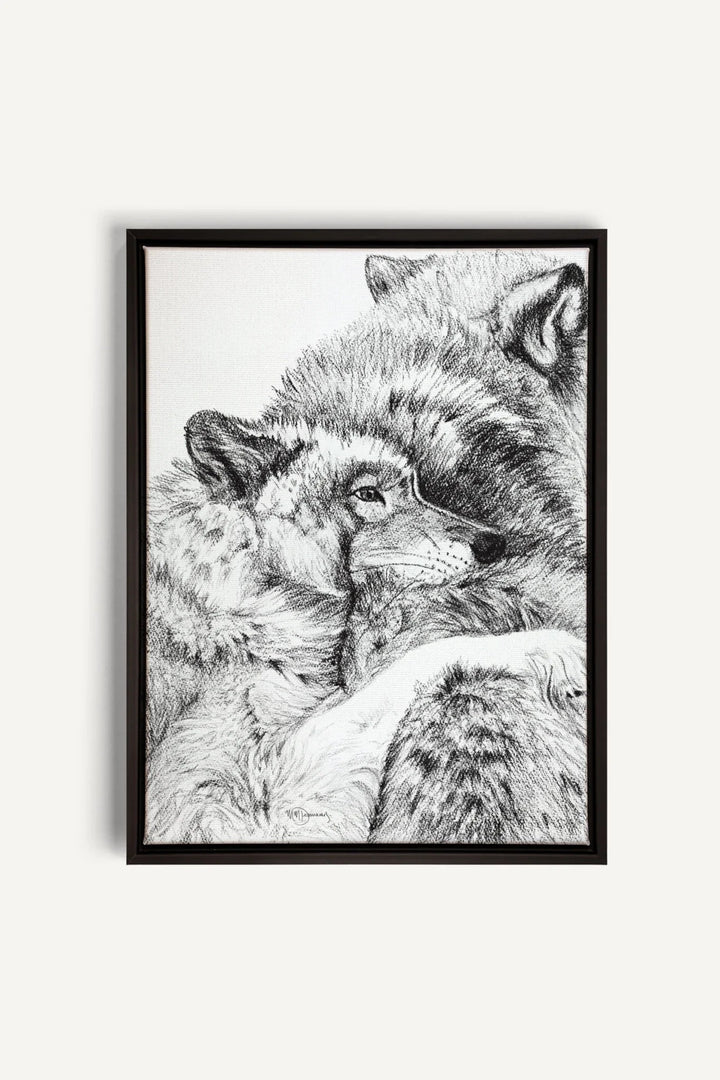 Wolf Cuddles, canvas print - LE NID atelier