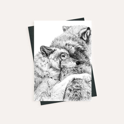 Wolf Cuddles - greeting card - LE NID atelier