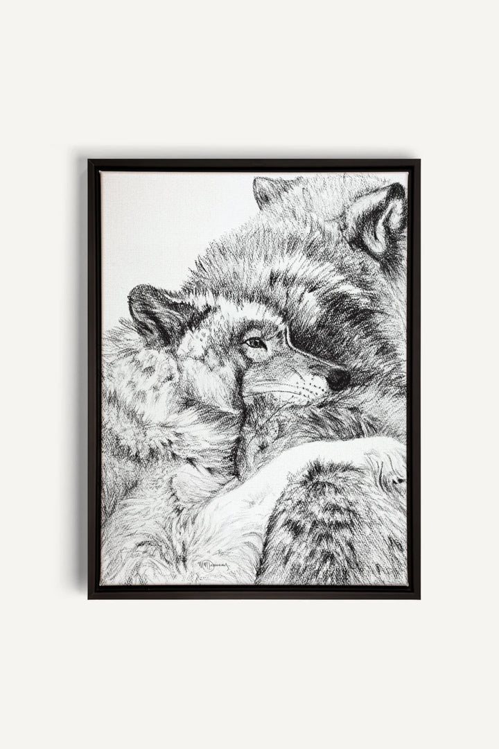 Wolf Cuddles, canvas print