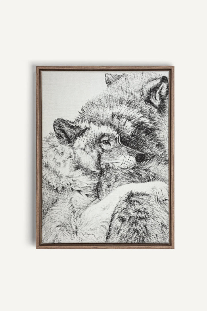 Wolf Cuddles, canvas print