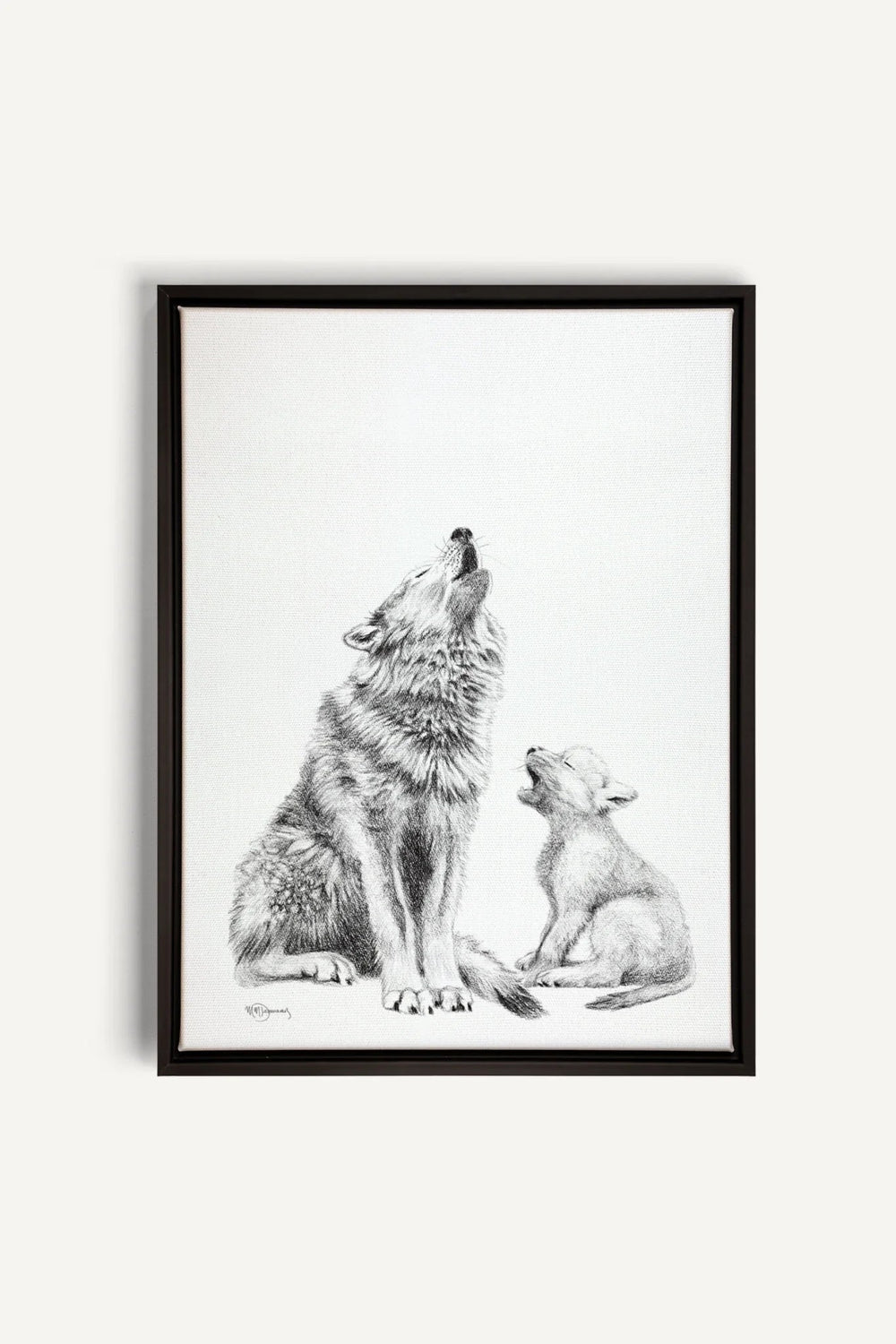 Wolf Howling with Cub "Social Animal" Collection, canvas print - LE NID atelier