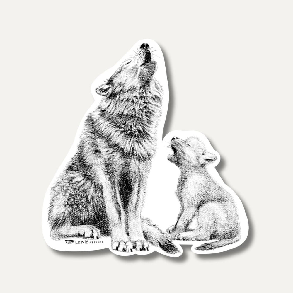 Wolf with cub - Magnet - LE NID atelier