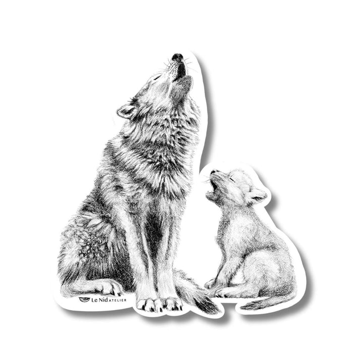 Wolf with cub - Magnet - LE NID atelier