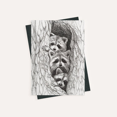 3 Raccoon in a tree - greeting card - LE NID atelier