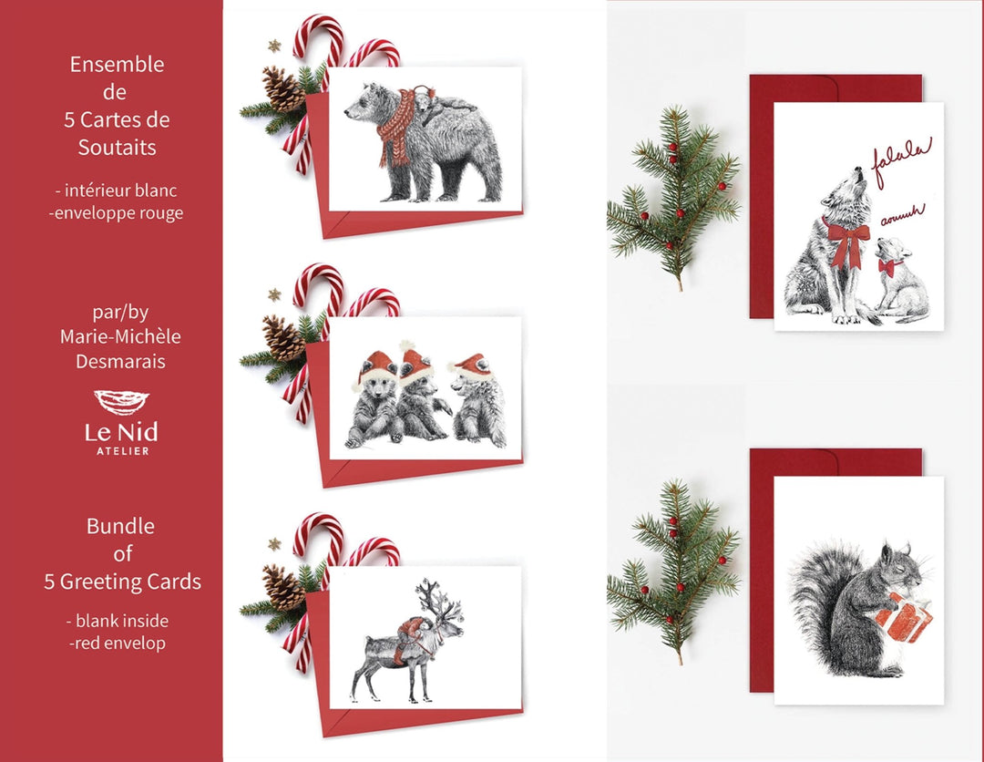 5 Christmas Greeting Card Bundle - Special Christmas Card BUNDLE - LE NID atelier