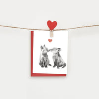 Jolie Carte de St Valentin adorables Renards - Carte de souhait