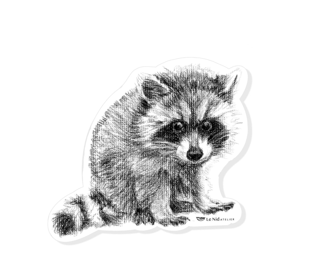 Adorable Raccoon Sticker for Water Bottle, Agenda or Computer - LE NID atelier