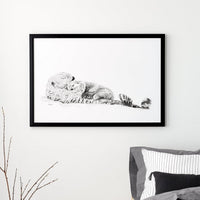 Maman Loutre avec son petit - affiche - décoration murale nature