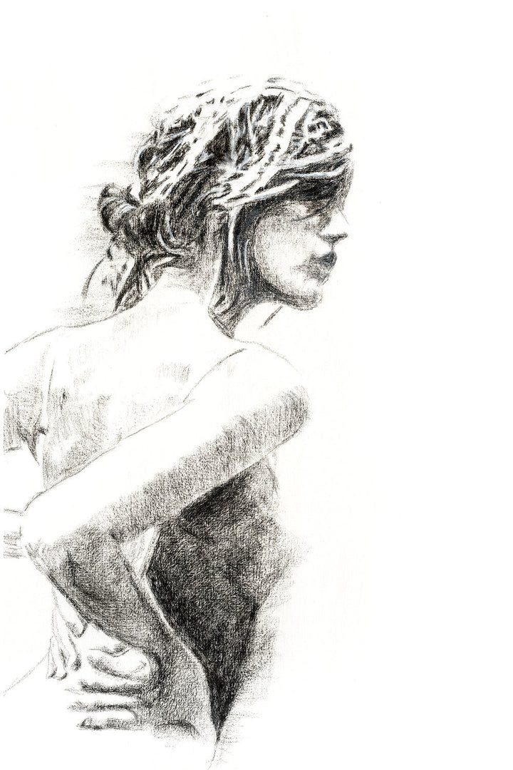 Charcoal Women Figure - Black on white - LE NID atelier