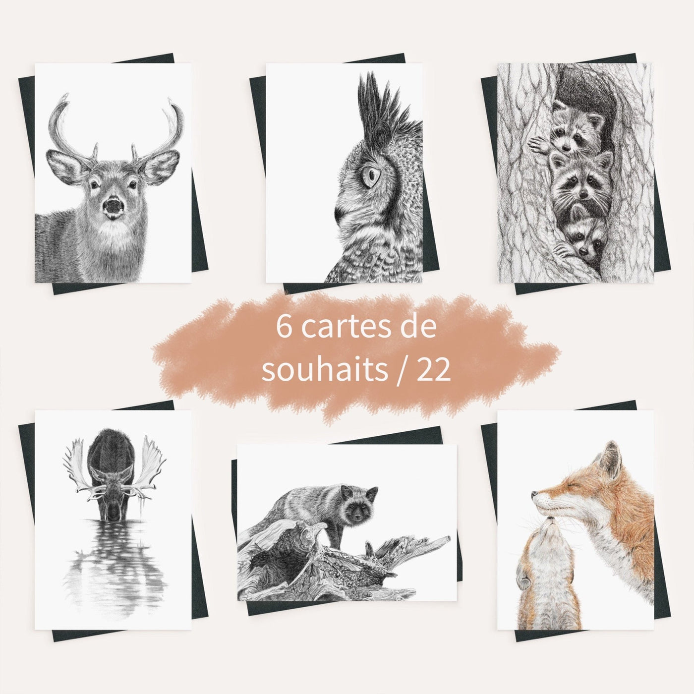 Complete NEW Boreal Charcoal 2 Collection - 6 Greeting Cards Bundle - LE NID atelier