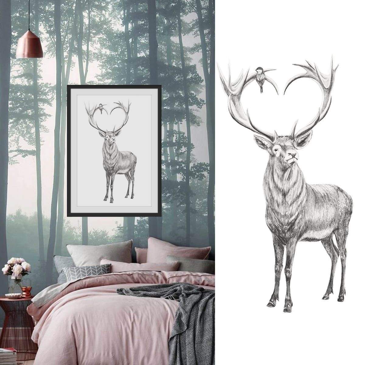 Deer with heart shaped antlers - LE NID atelier