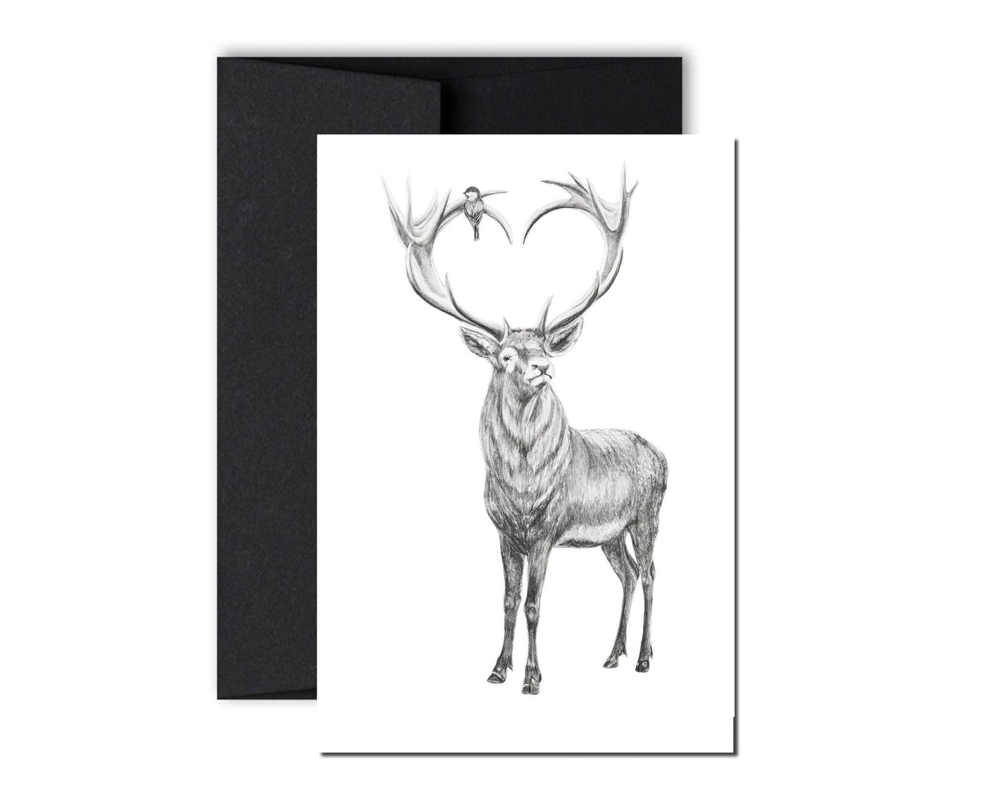 Deer with heart shaped antlers greeting card - LE NID atelier