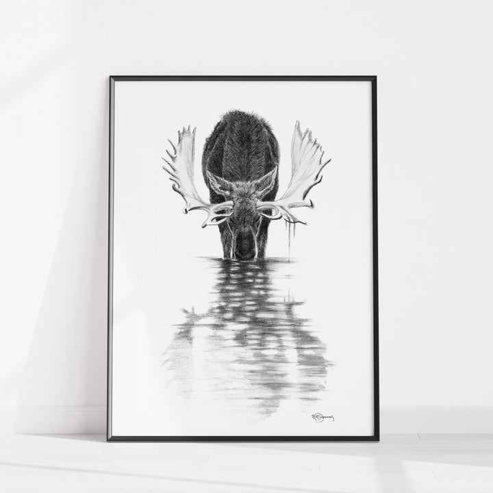 Moose in calm water - LE NID atelier