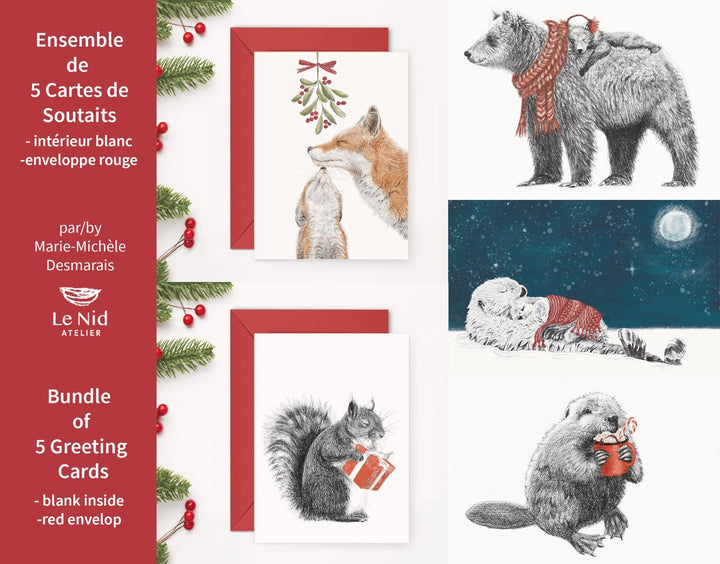 NEW - 5 Christmas Greeting Card Bundle 2023 - Special Christmas Card BUNDLE - LE NID atelier