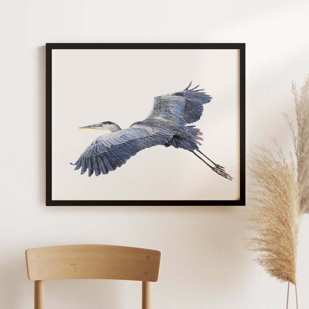 Original Artwork Great Blue Heron - LE NID atelier