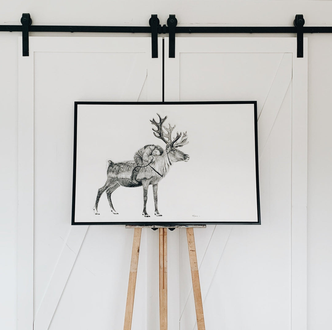 Original Artwork of Tsaatan Girl with Reindeer illustration - "Social Animal" Collection - LE NID atelier