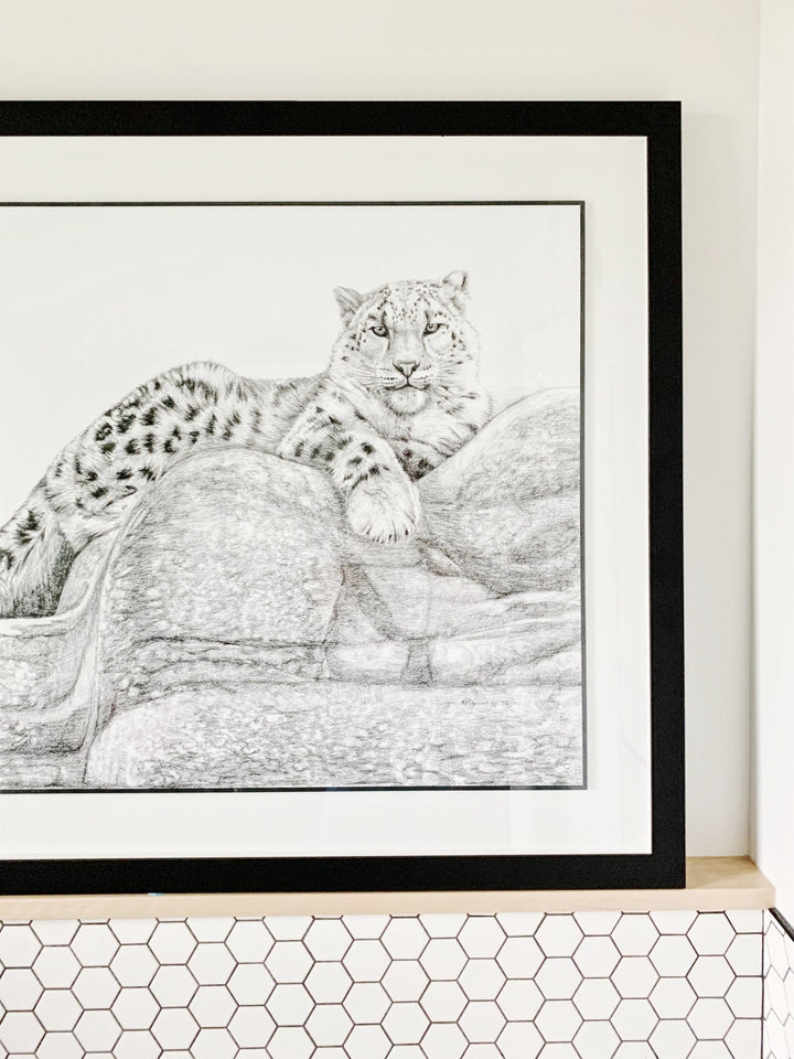 ORIGINAL ARTWORK - Snow leopard - From the Zoo de Granby Collaboration - LE NID atelier