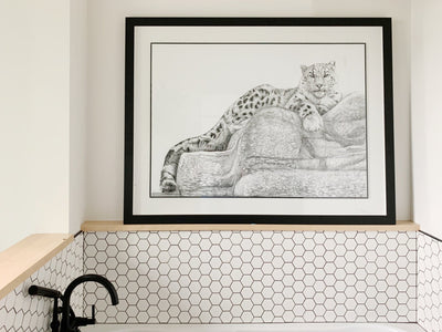 ORIGINAL ARTWORK - Snow leopard - From the Zoo de Granby Collaboration - LE NID atelier