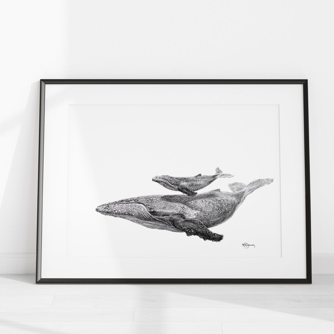 Original Artwork Whale with Calf - LE NID atelier