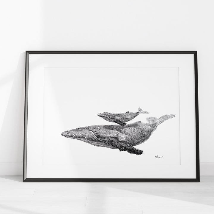 Original Artwork Whale with Calf - LE NID atelier