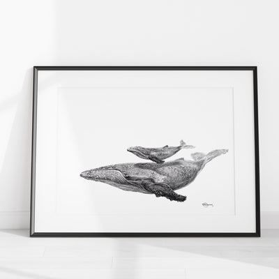 Original Artwork Whale with Calf - LE NID atelier