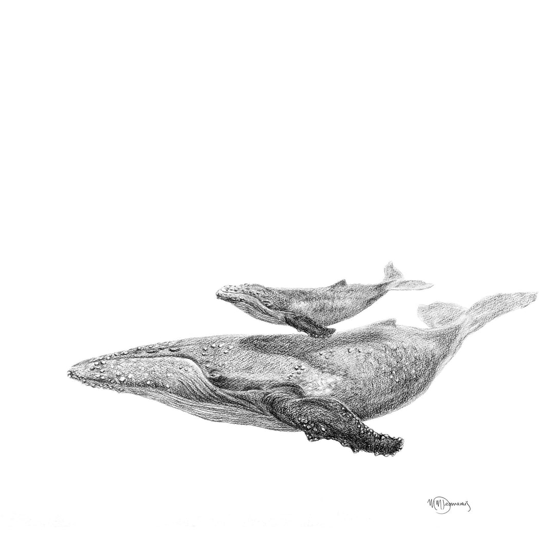 Original Artwork Whale with Calf - LE NID atelier