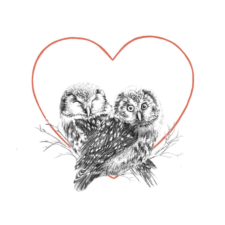 Owls in Love Valentines day Greeting Card - LE NID atelier