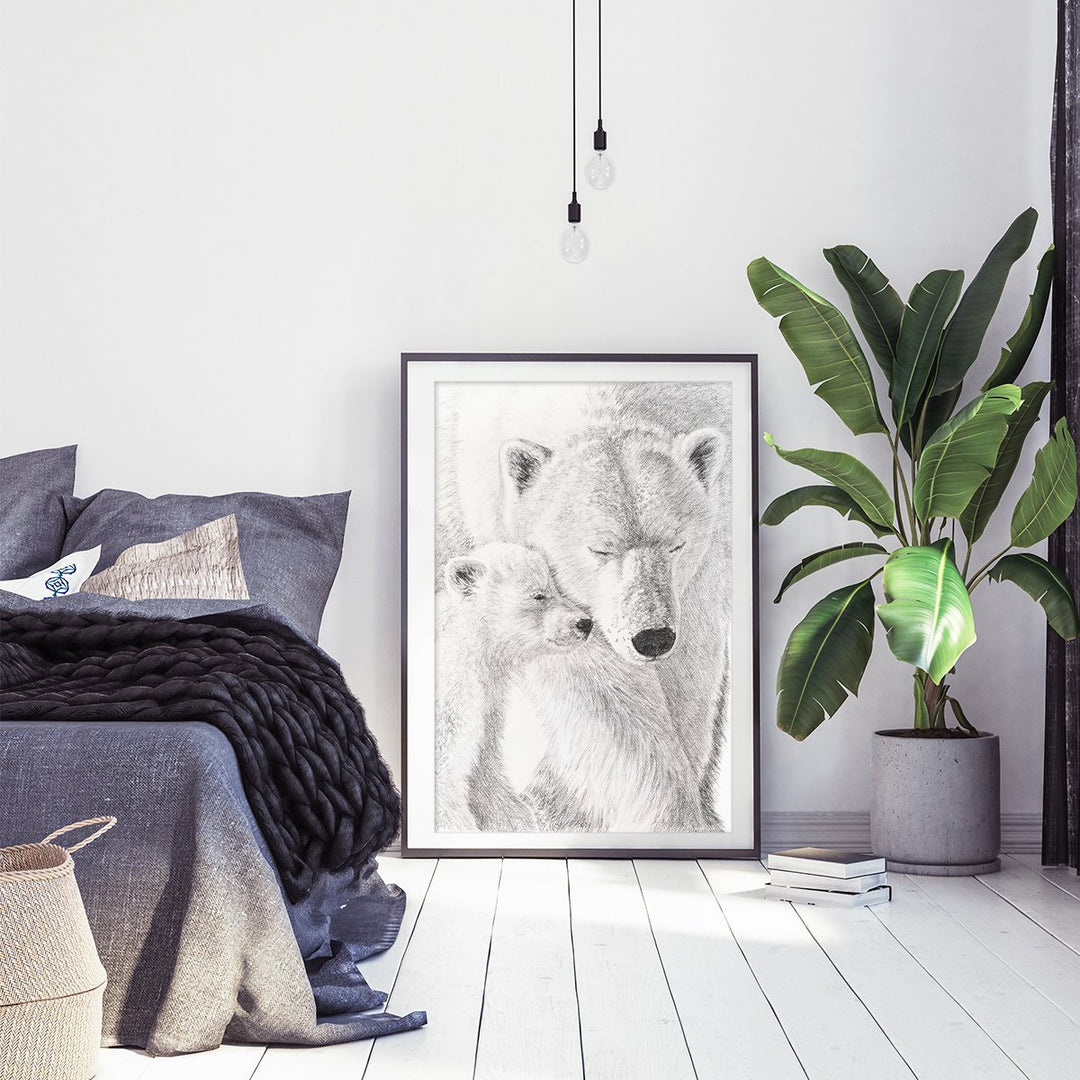 Polar Bear with cub illustration - "Social Animal" Collection - LE NID atelier