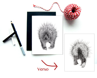 Porcupine front and back Greeting Card - LE NID atelier