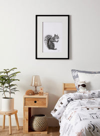 Sleeping Squirrel - black and white illustration