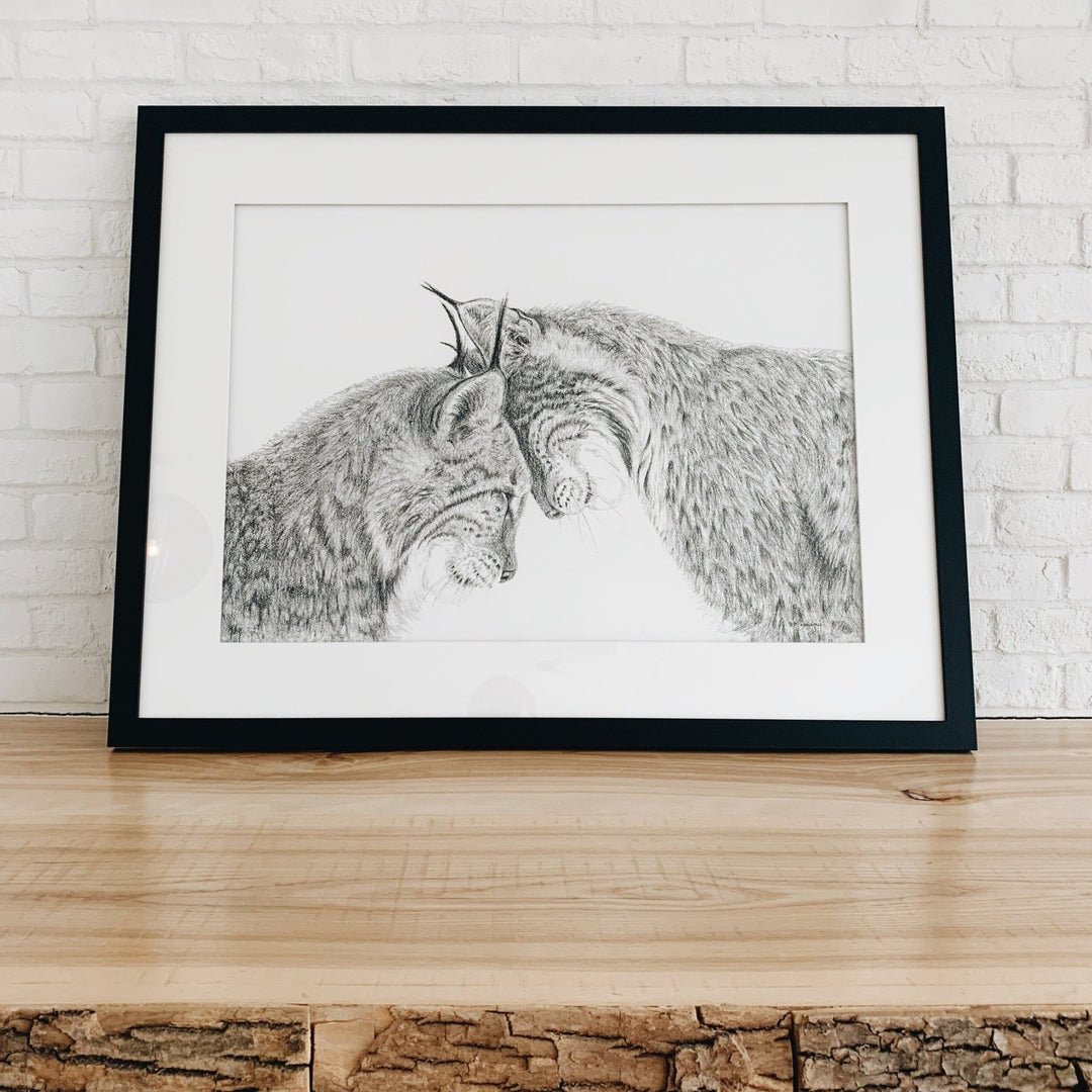 SOLD- Original Artwork - Lynx in love illustration - "Social Animal" Collection - LE NID atelier