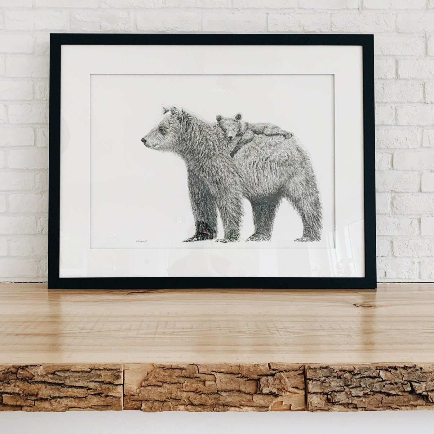 SOLD - Original Artwork - Mother Bear and cub - "Social Animal" Collection - LE NID atelier