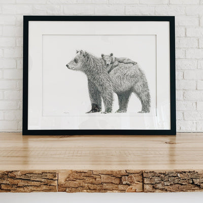 SOLD - Original Artwork - Mother Bear and cub - "Social Animal" Collection - LE NID atelier