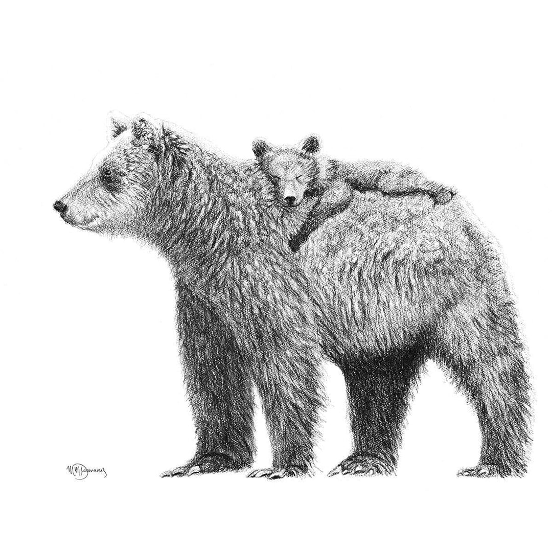 SOLD - Original Artwork - Mother Bear and cub - "Social Animal" Collection - LE NID atelier