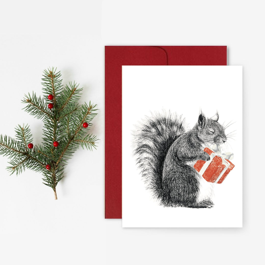 Squirrel with gift - Christmas Greeting Card - LE NID atelier