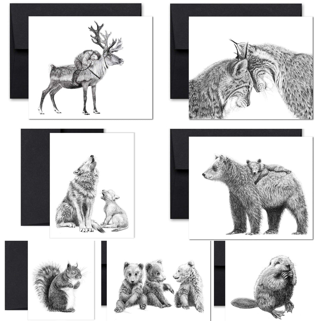 The Complete SOCIAL ANIMAL collection - 7 greeting Cards for 25$ - LE NID atelier