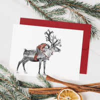 Carte de Voeux de Noël originale - Fille tsaatan sur son Renne