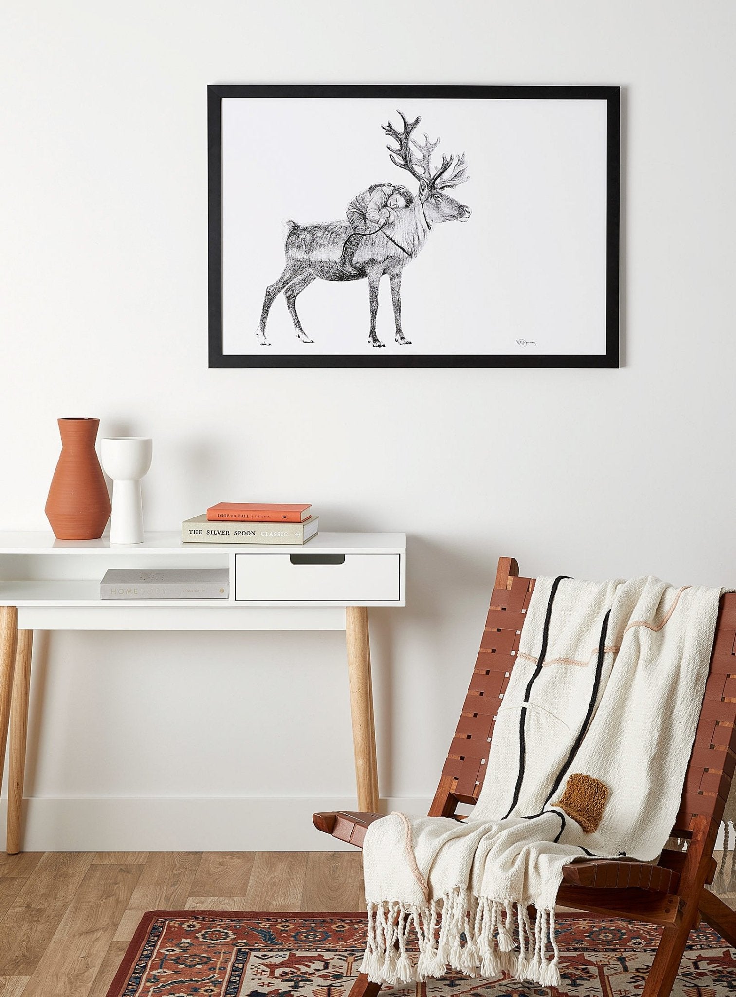 Tsaatan Girl with Reindeer illustration - 