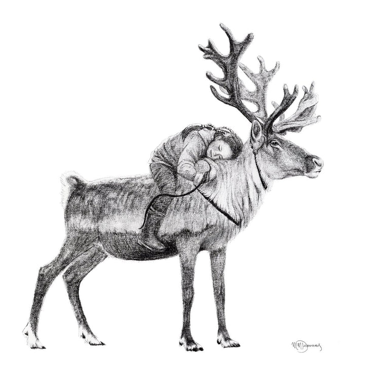 Tsaatan Girl with Reindeer illustration - "Social Animal" Collection - LE NID atelier