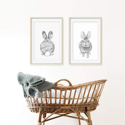 **VENDU - Original Artwork - Rabbit duo - front and behind - 12x18 each - LE NID atelier