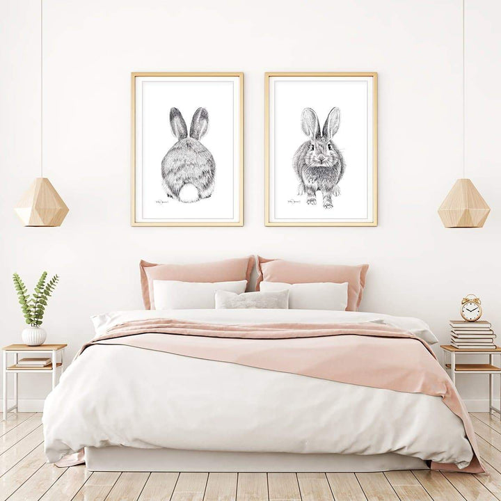 **VENDU - Original Artwork - Rabbit duo - front and behind - 12x18 each - LE NID atelier