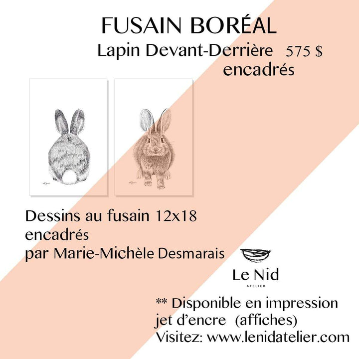 **VENDU - Original Artwork - Rabbit duo - front and behind - 12x18 each - LE NID atelier