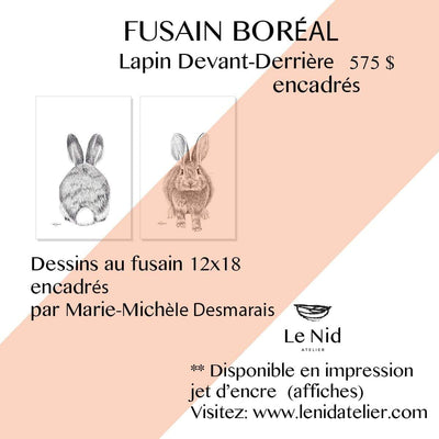 **VENDU - Original Artwork - Rabbit duo - front and behind - 12x18 each - LE NID atelier