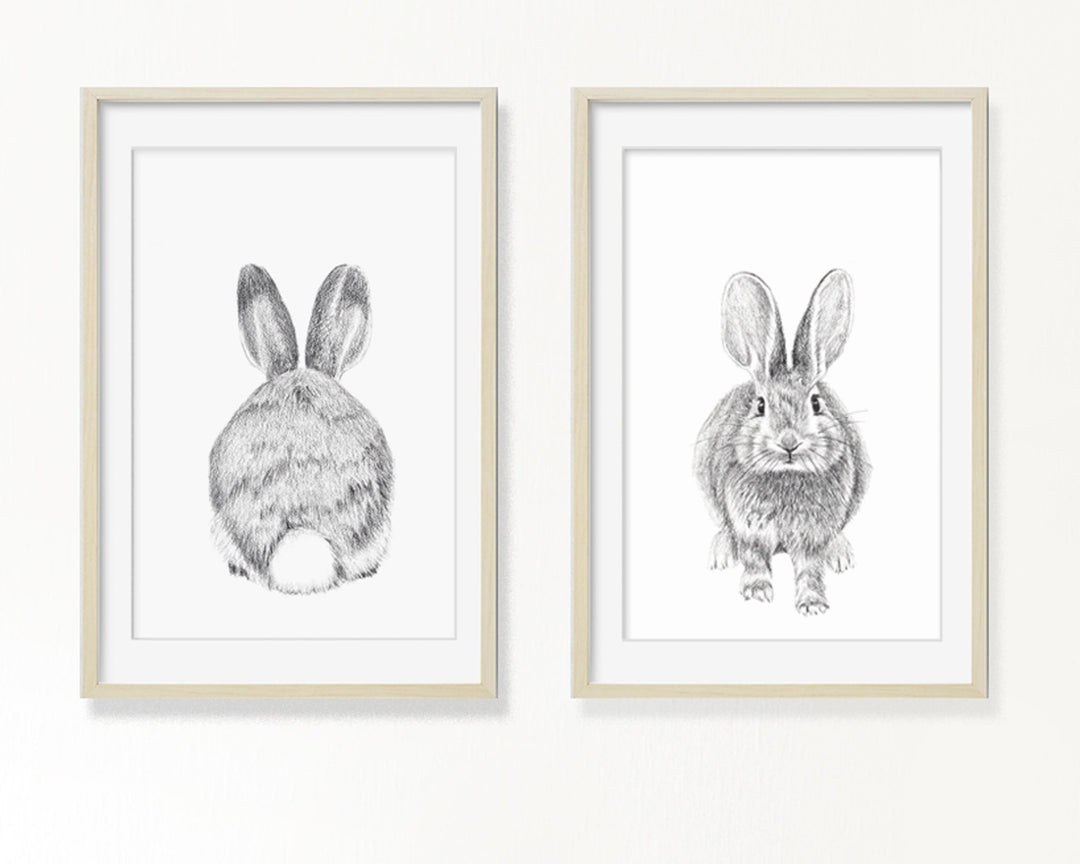 **VENDU - Original Artwork - Rabbit duo - front and behind - 12x18 each - LE NID atelier