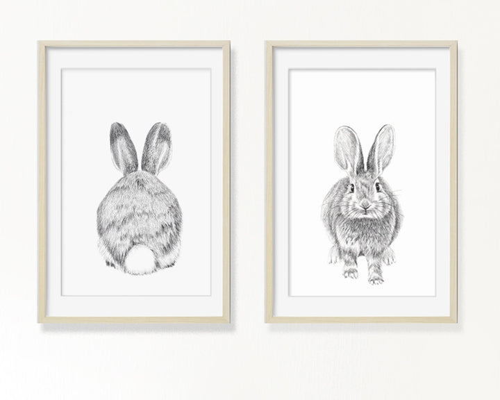 **VENDU - Original Artwork - Rabbit duo - front and behind - 12x18 each - LE NID atelier